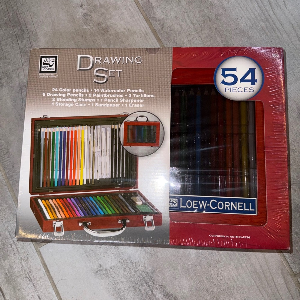 Loew‎ Cornell 54 Piece Drawing Set Color Watercolor Pencils New Art Kit